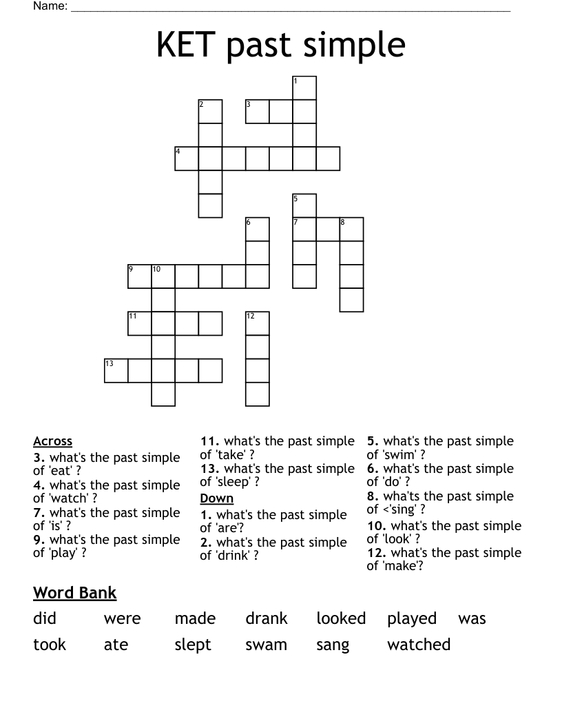 KET past simple Crossword