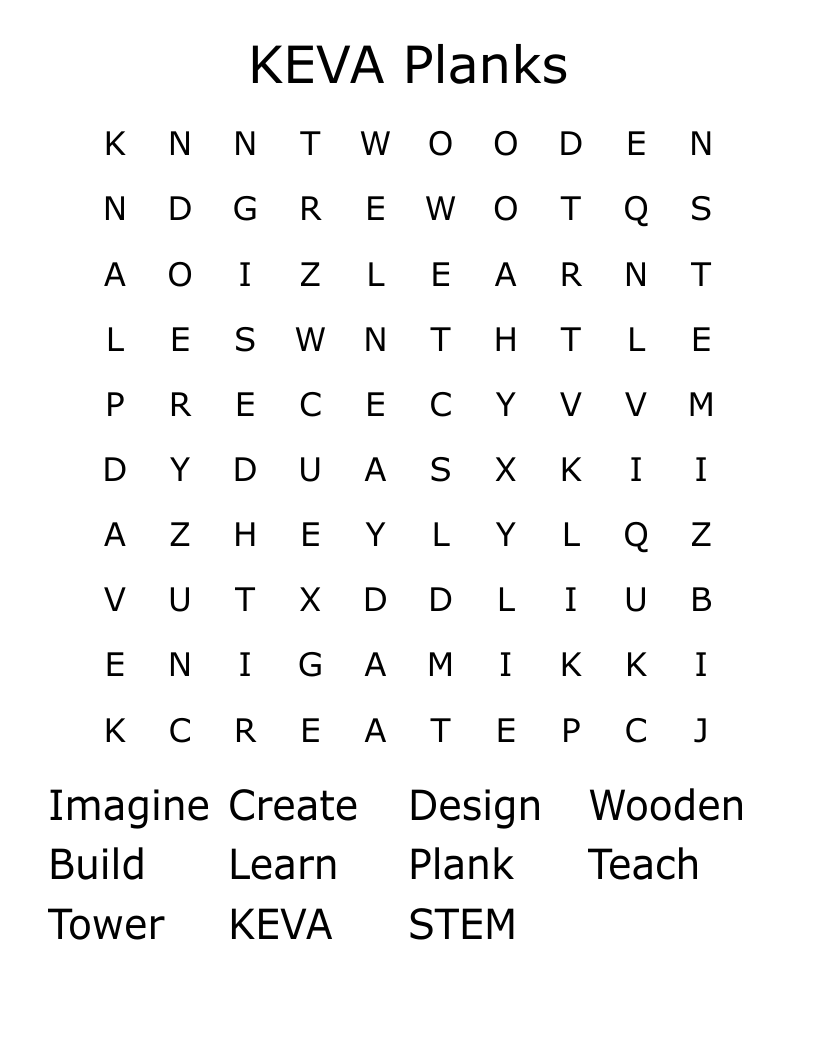 KEVA Planks Word Search