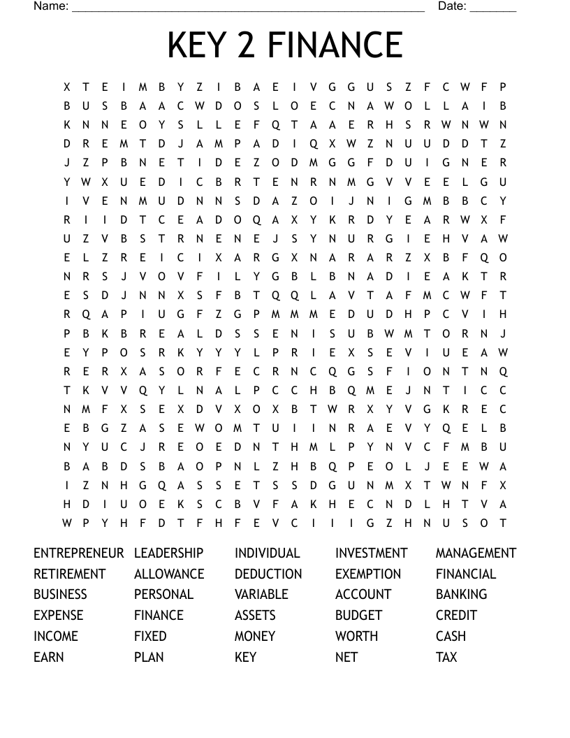 KEY 2 FINANCE Word Search