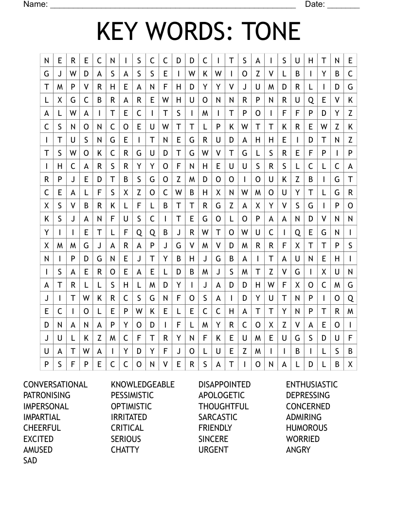 KEY WORDS: TONE Word Search