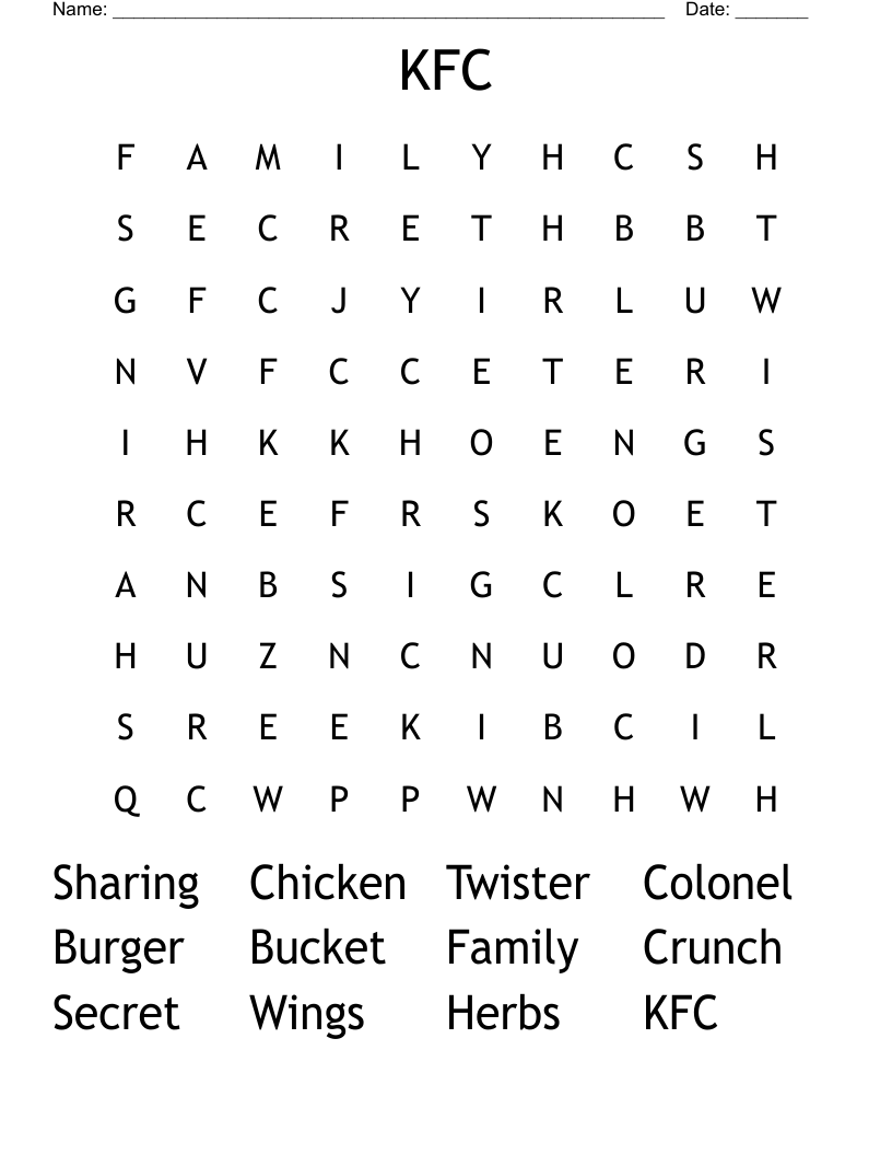 KFC Word Search