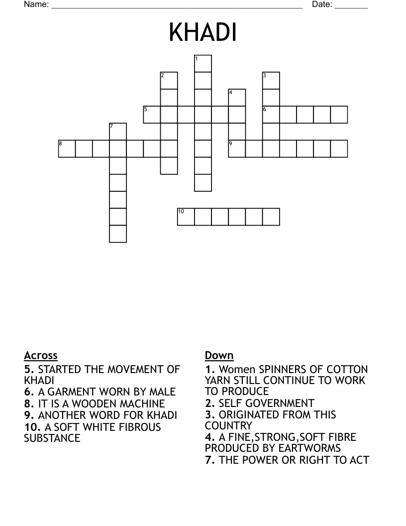 KHADI Crossword