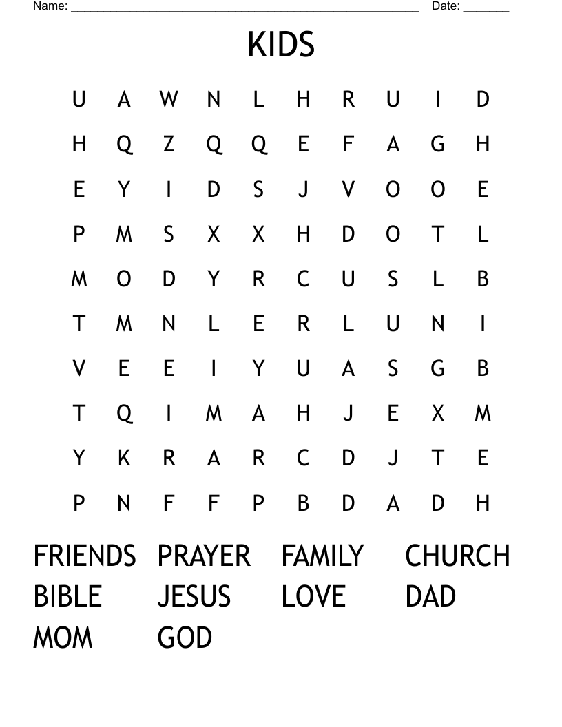 KIDS Word Search