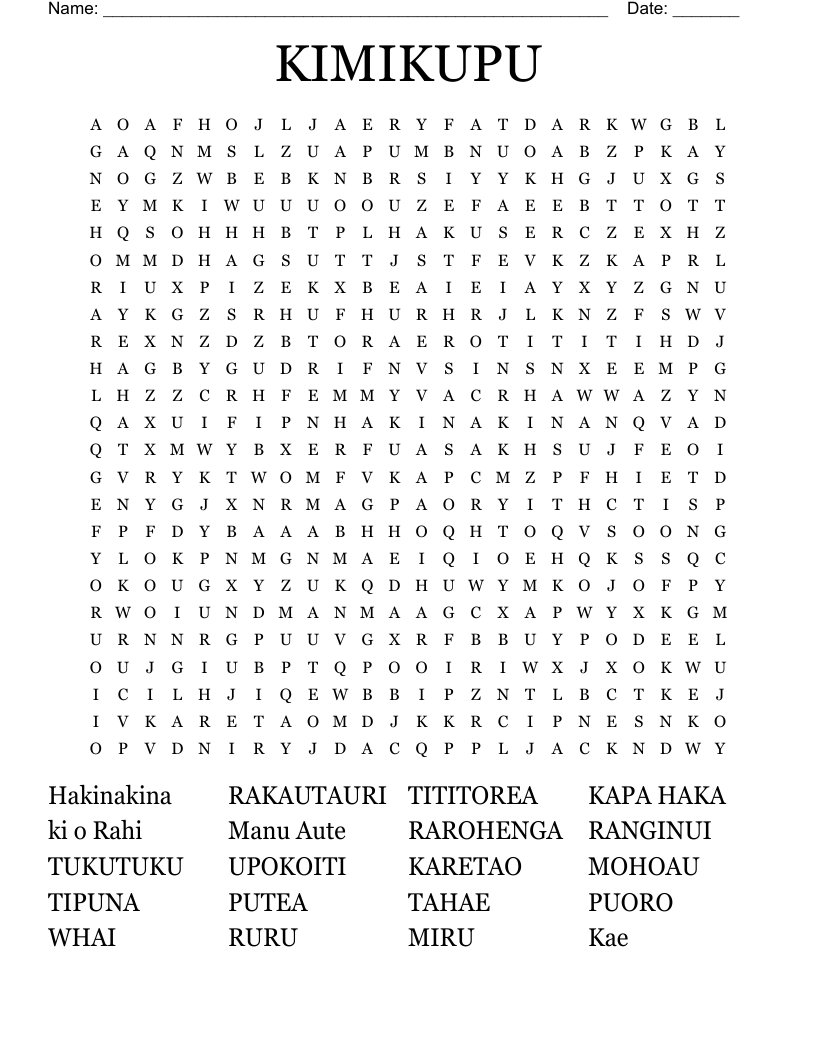 KIMIKUPU Word Search