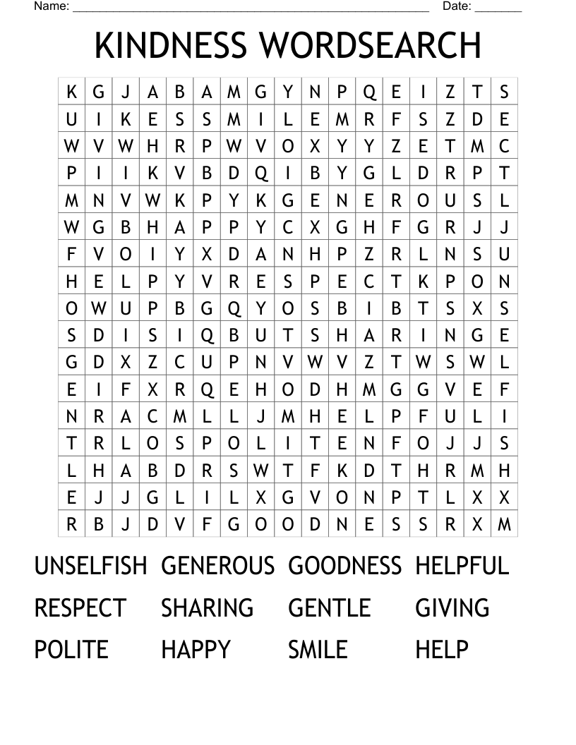 KINDNESS WORDSEARCH 