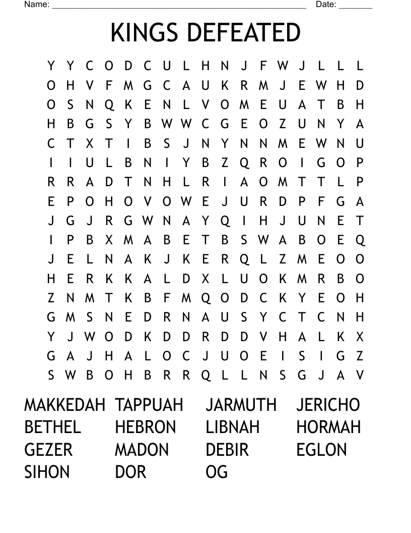 KINGS DEFEATED Word Search