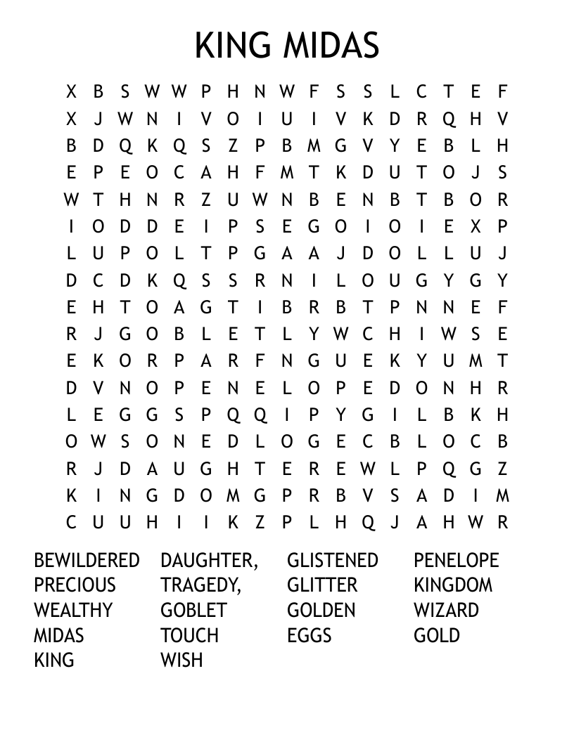 KING MIDAS Word Search