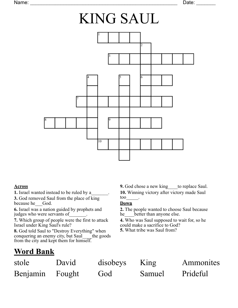 KING SAUL Crossword