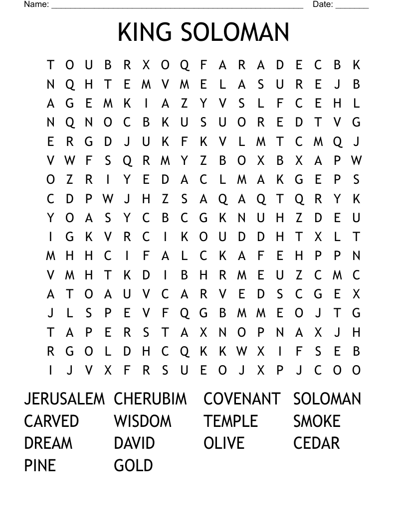 KING SOLOMAN Word Search