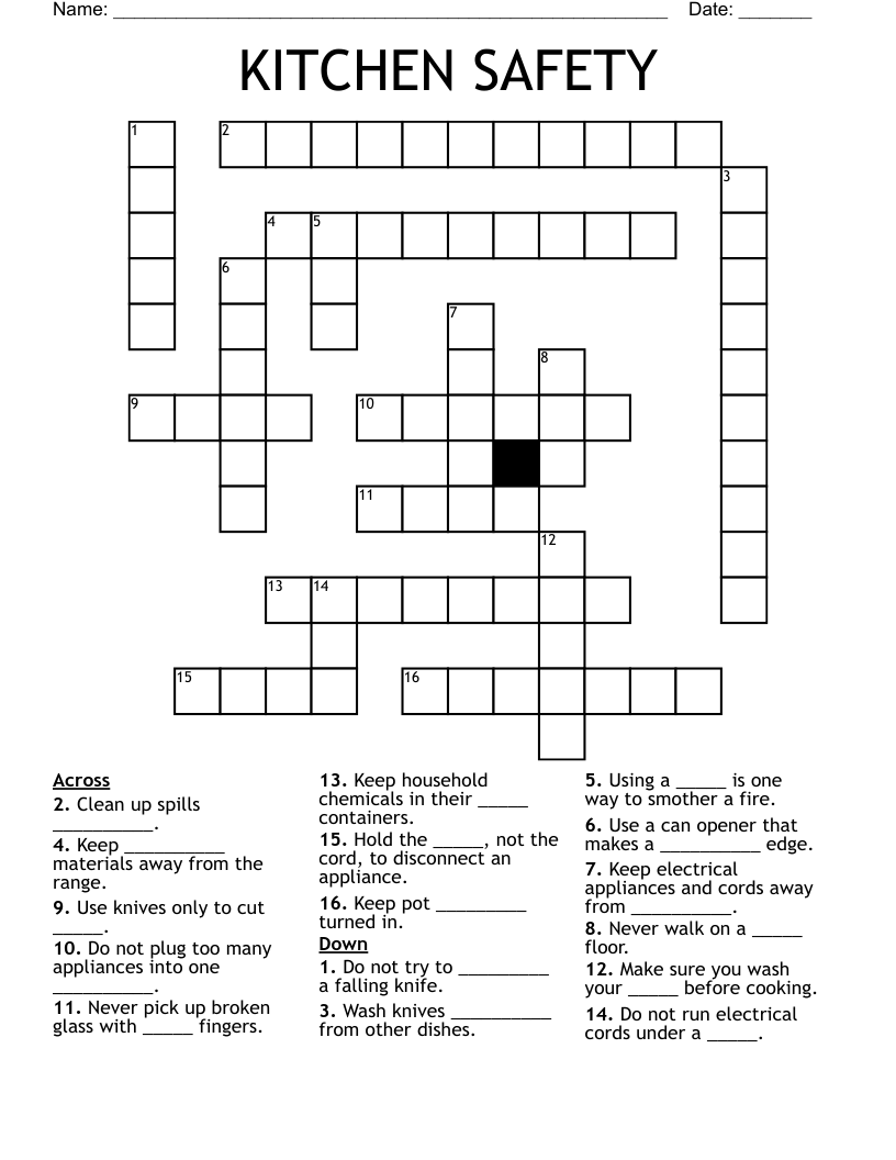 KITCHEN SAFETY Crossword