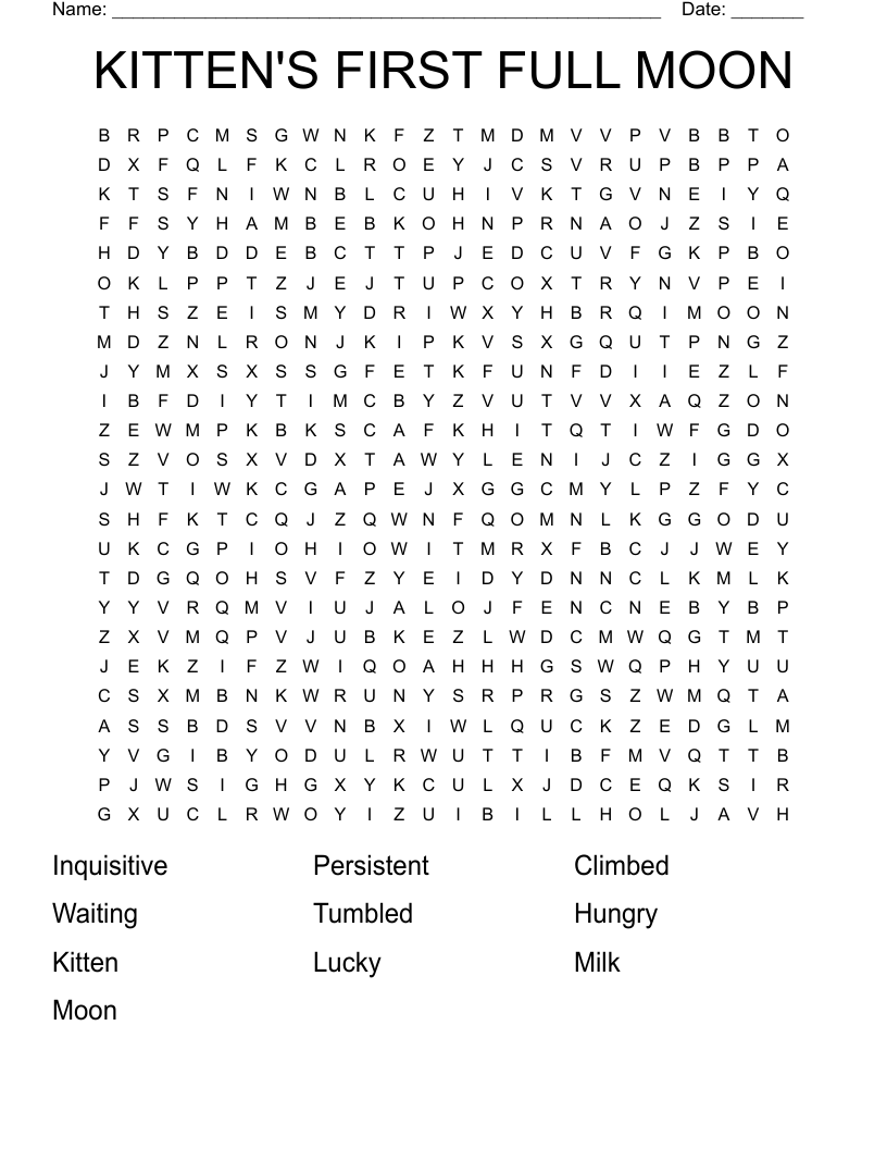 KITTEN'S FIRST FULL MOON Word Search