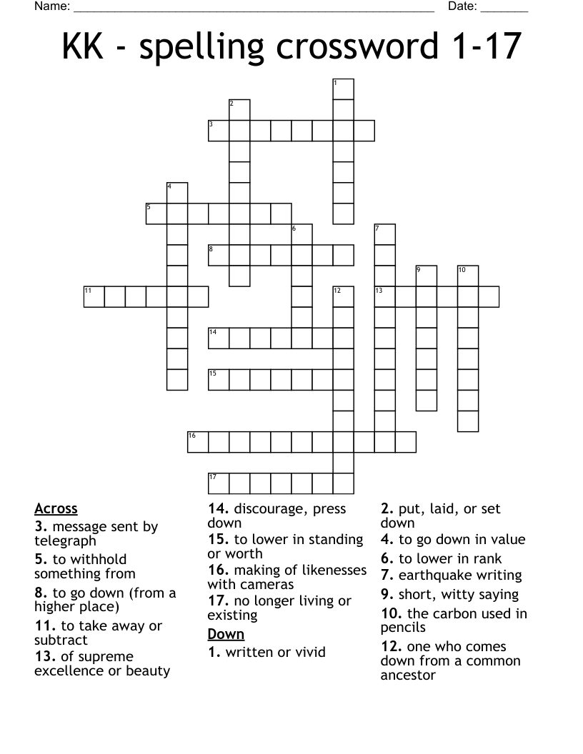 KK - spelling crossword 1-17