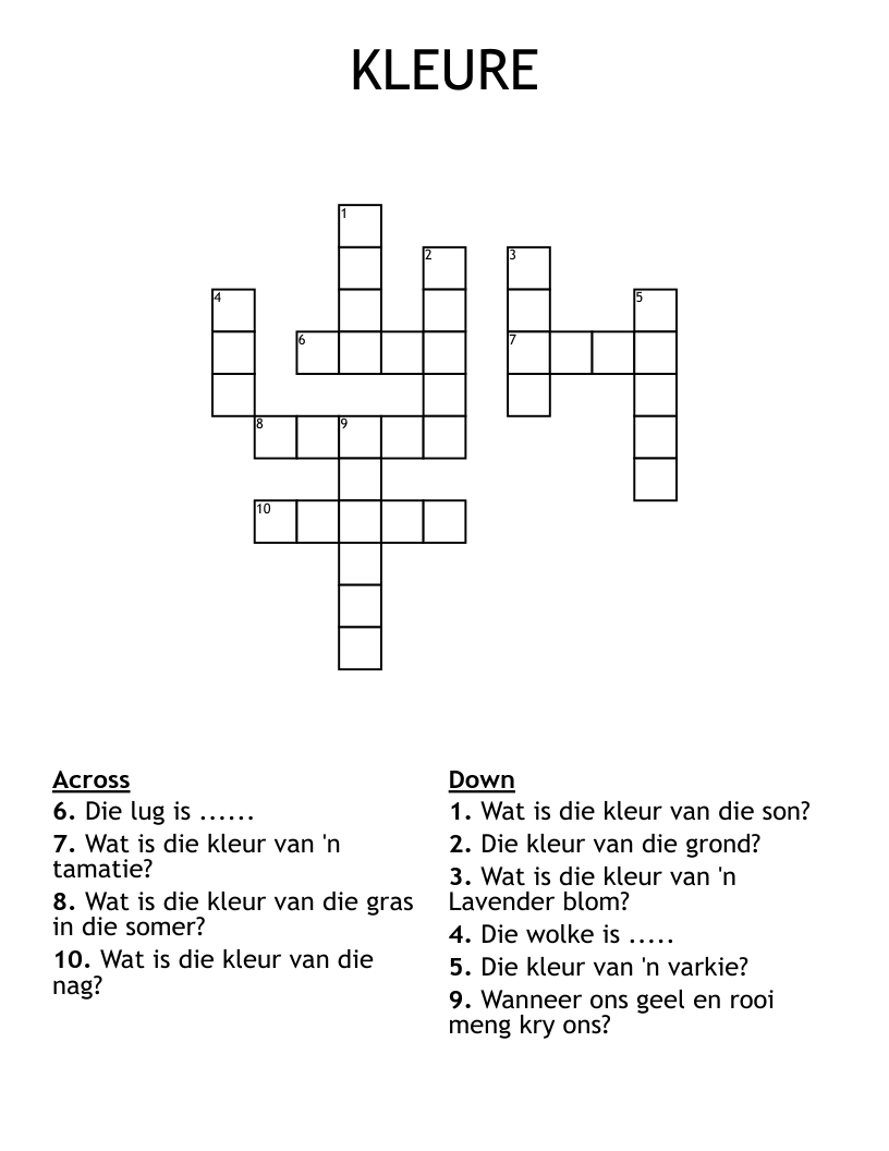 KLEURE  Crossword