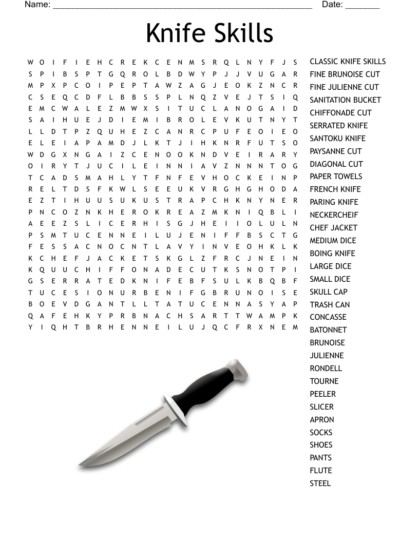 Knife Skills Word Search
