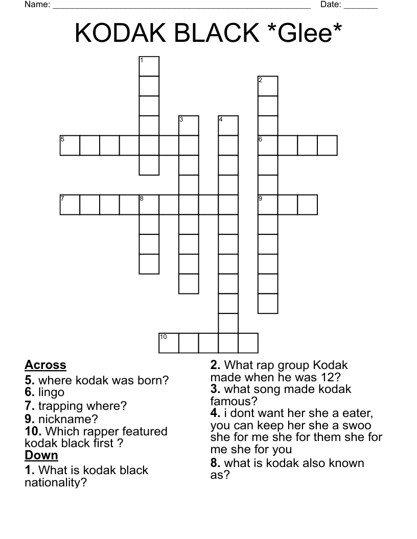 KODAK BLACK *Glee* Crossword