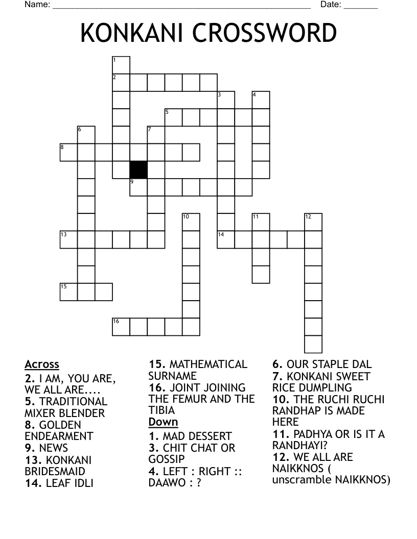 KONKANI CROSSWORD