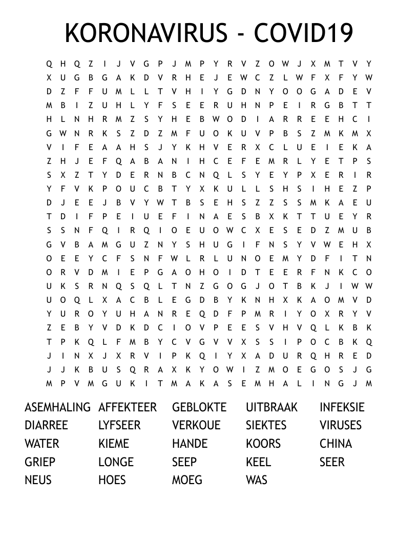 KORONAVIRUS - COVID19 Word Search