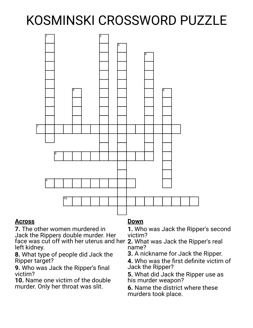 KOSMINSKI CROSSWORD PUZZLE