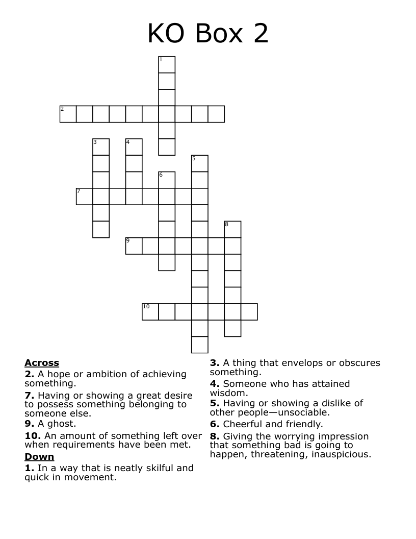 KO Box 2 Crossword