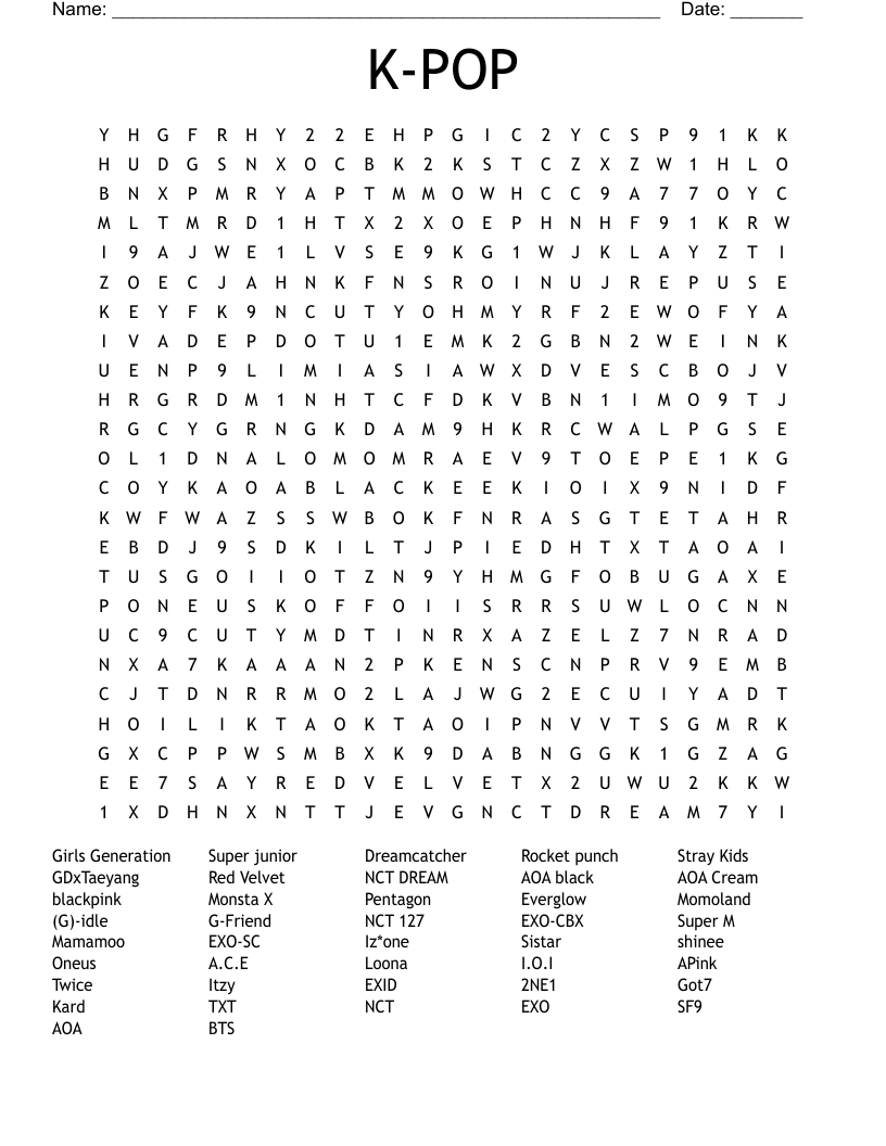 K-POP Word Search