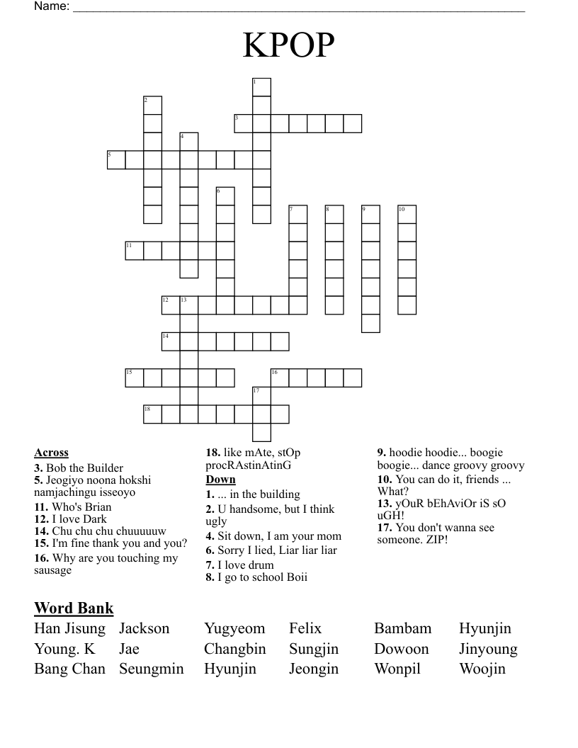 KPOP Crossword