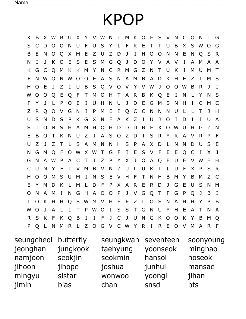 KPOP Word Search