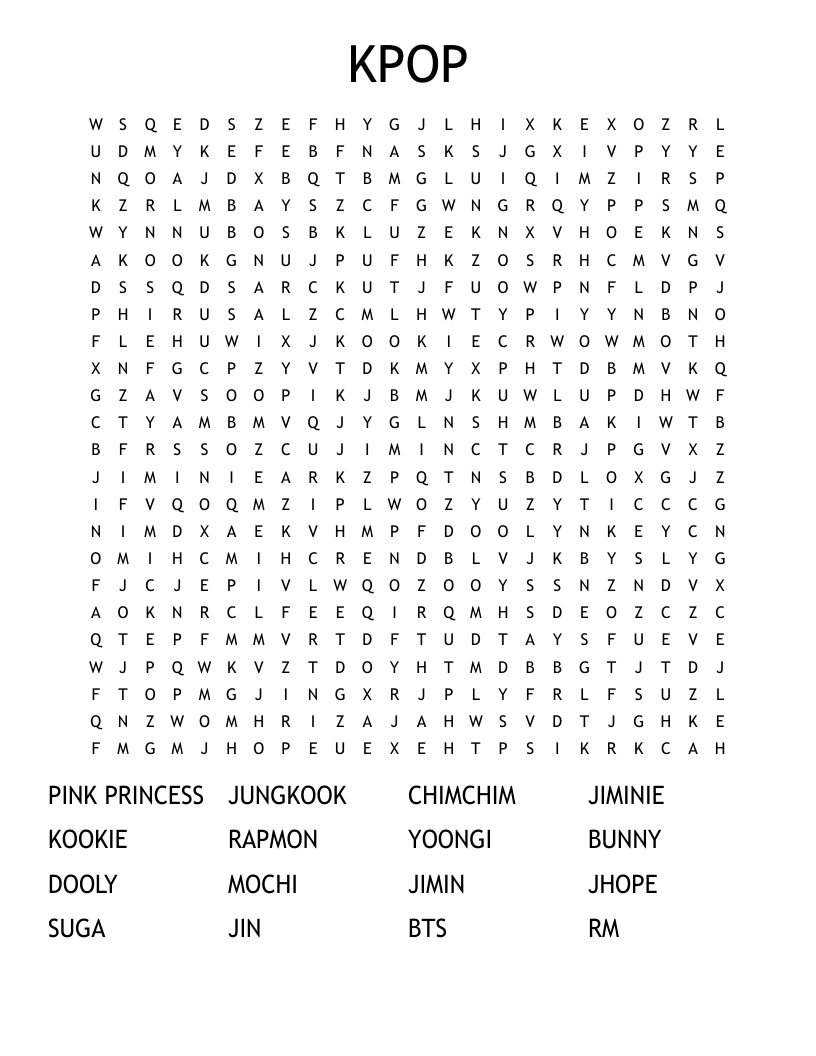 KPOP Word Search
