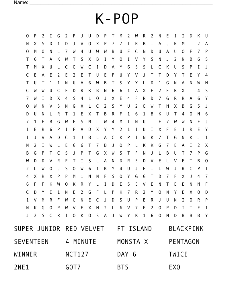 K-POP Word Search