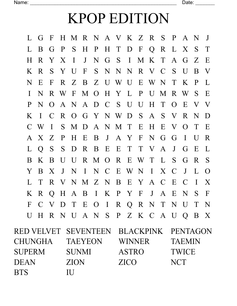 KPOP EDITION Word Search