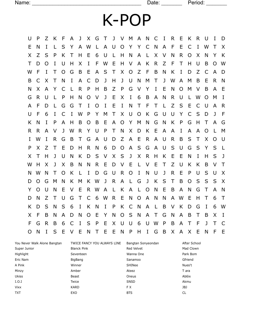 K-POP  Word Search