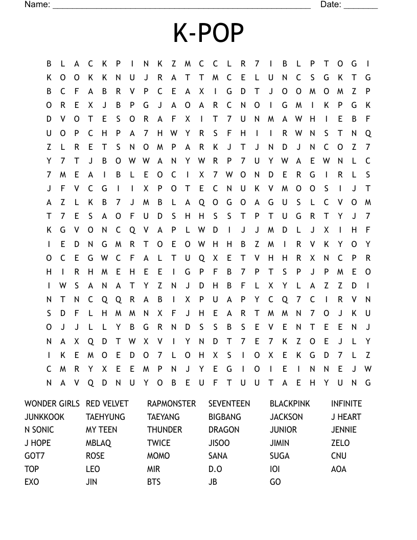 K-POP  Word Search