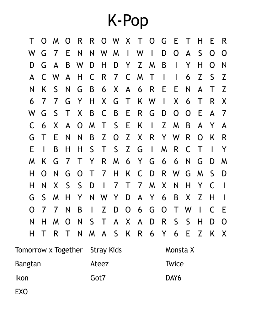 K-Pop Word Search
