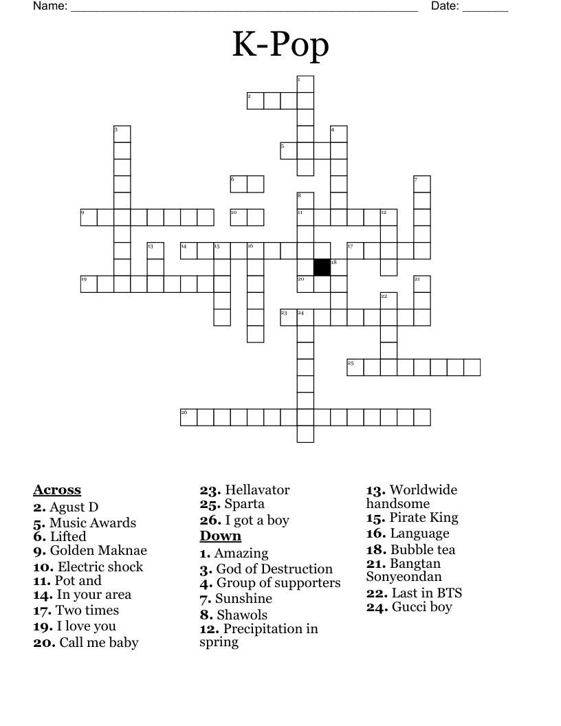 K-Pop Crossword