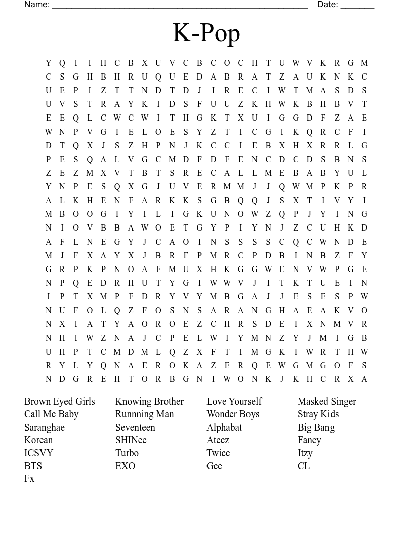 K-Pop Word Search