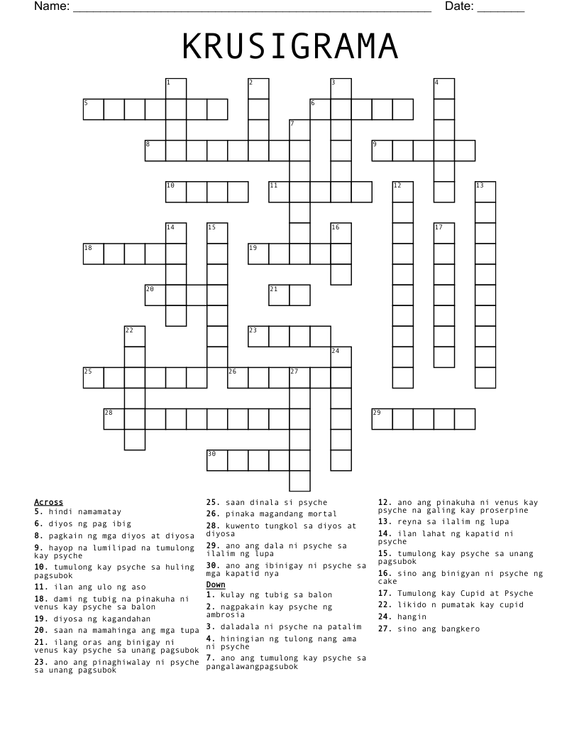 KRUSIGRAMA Crossword