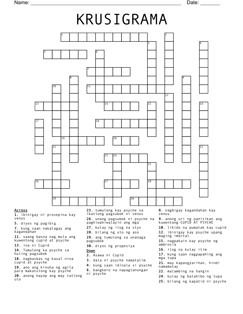 KRUSIGRAMA Crossword