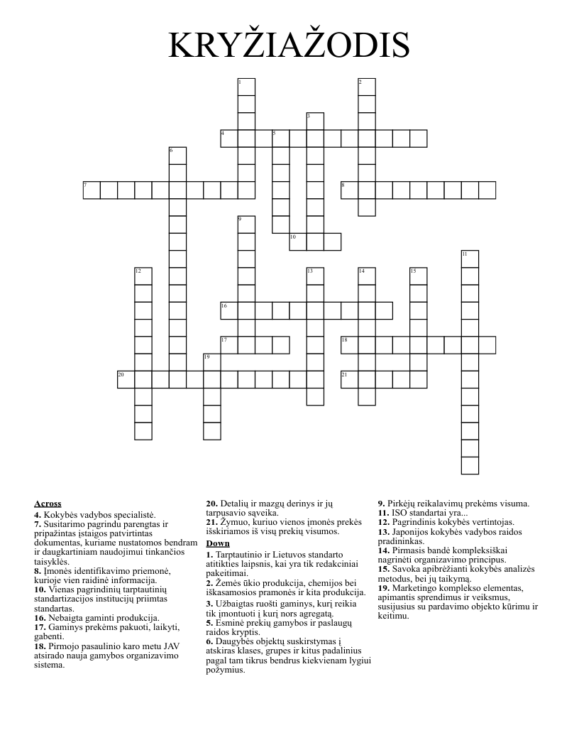 KRYŽIAŽODIS Crossword