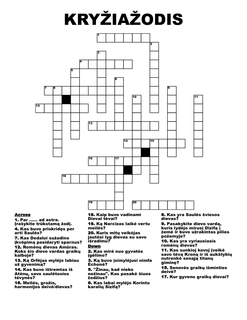 KRYŽIAŽODIS Crossword