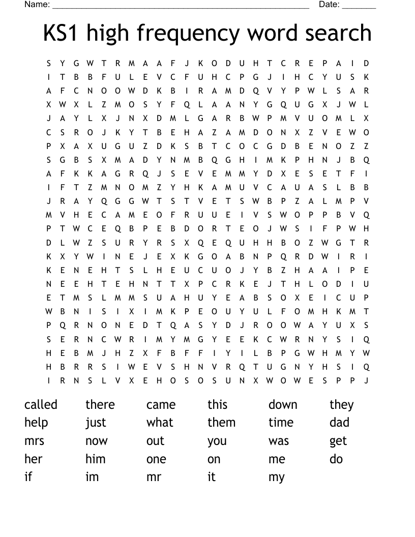 KS1 high frequency word search
