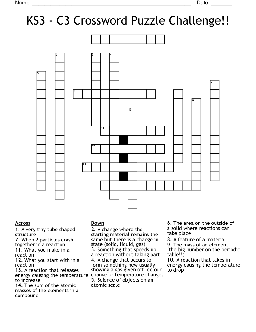 KS3 - C3 Crossword Puzzle Challenge!!