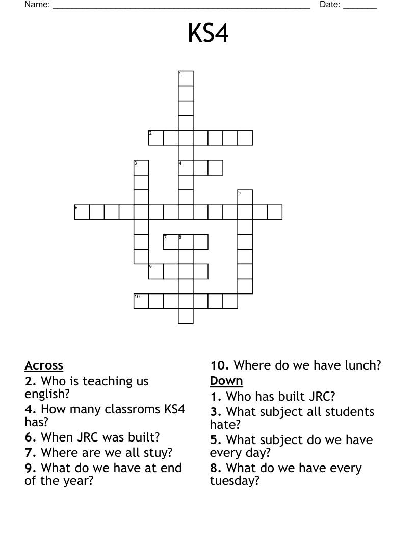 KS4 Crossword