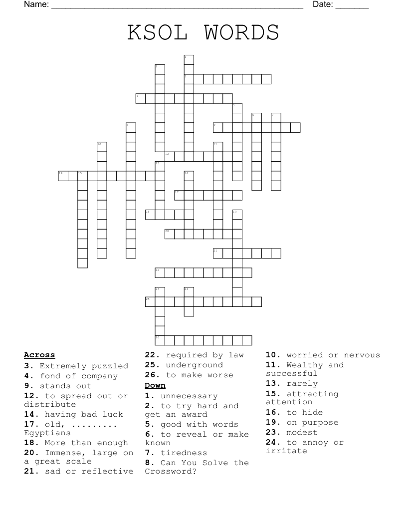 KSOL WORDS Crossword
