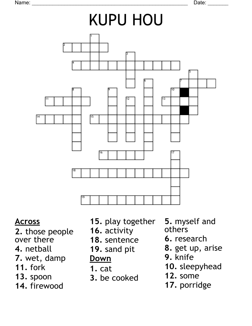 KUPU HOU Crossword