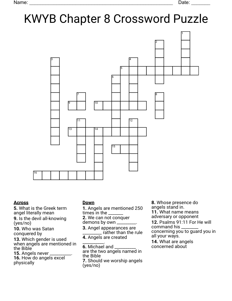 KWYB Chapter 8 Crossword Puzzle