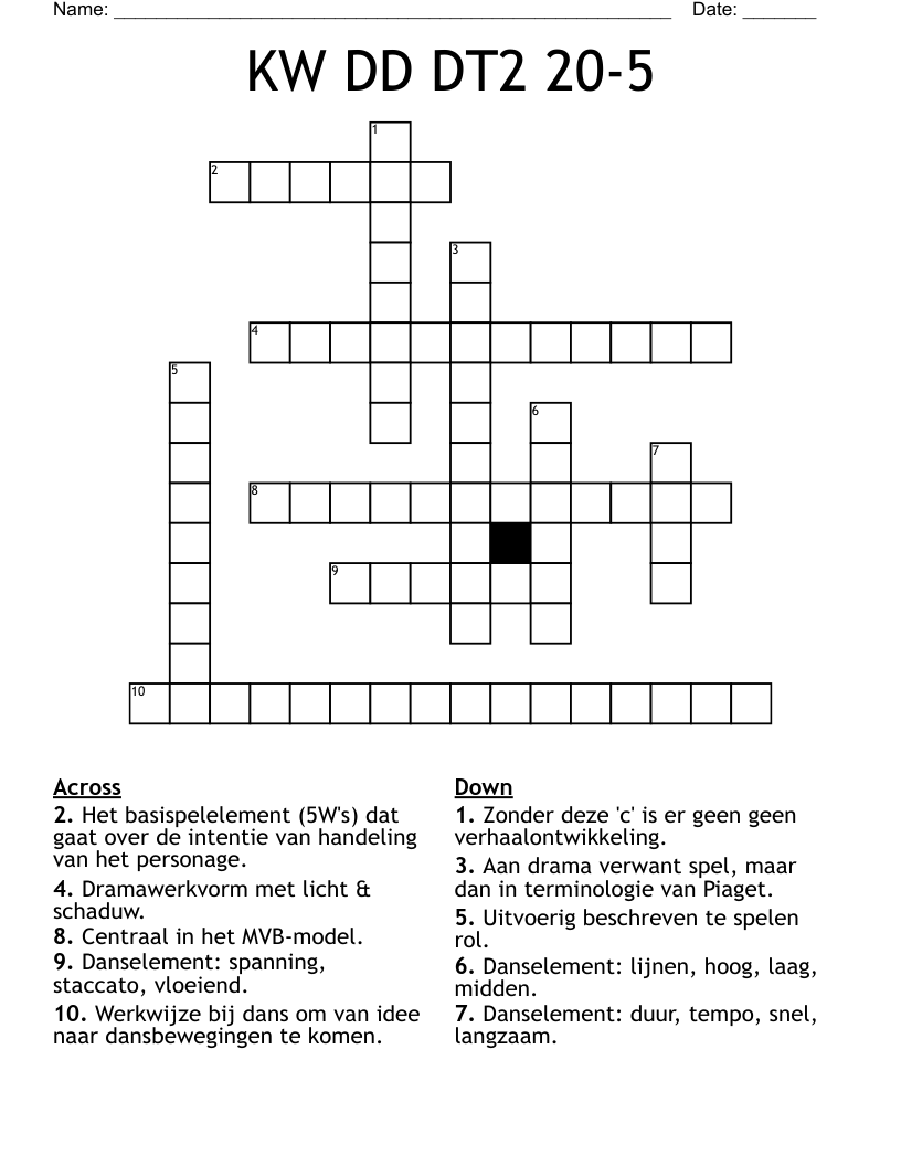 KW DD DT2 20-5 Crossword