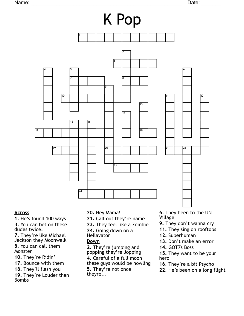K Pop Crossword
