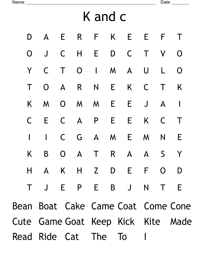 K and c Word Search