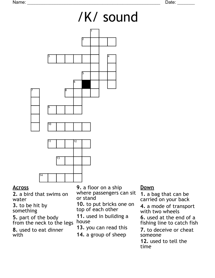 /K/ sound Crossword