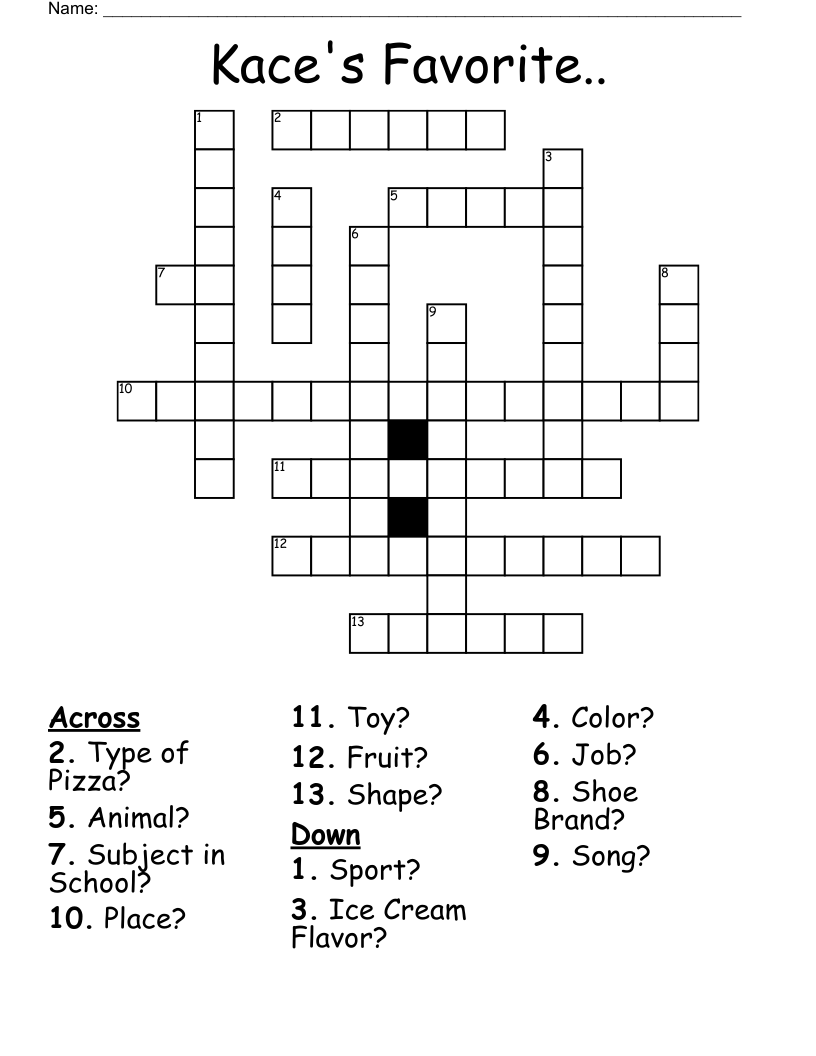 Kace's Favorite.. Crossword