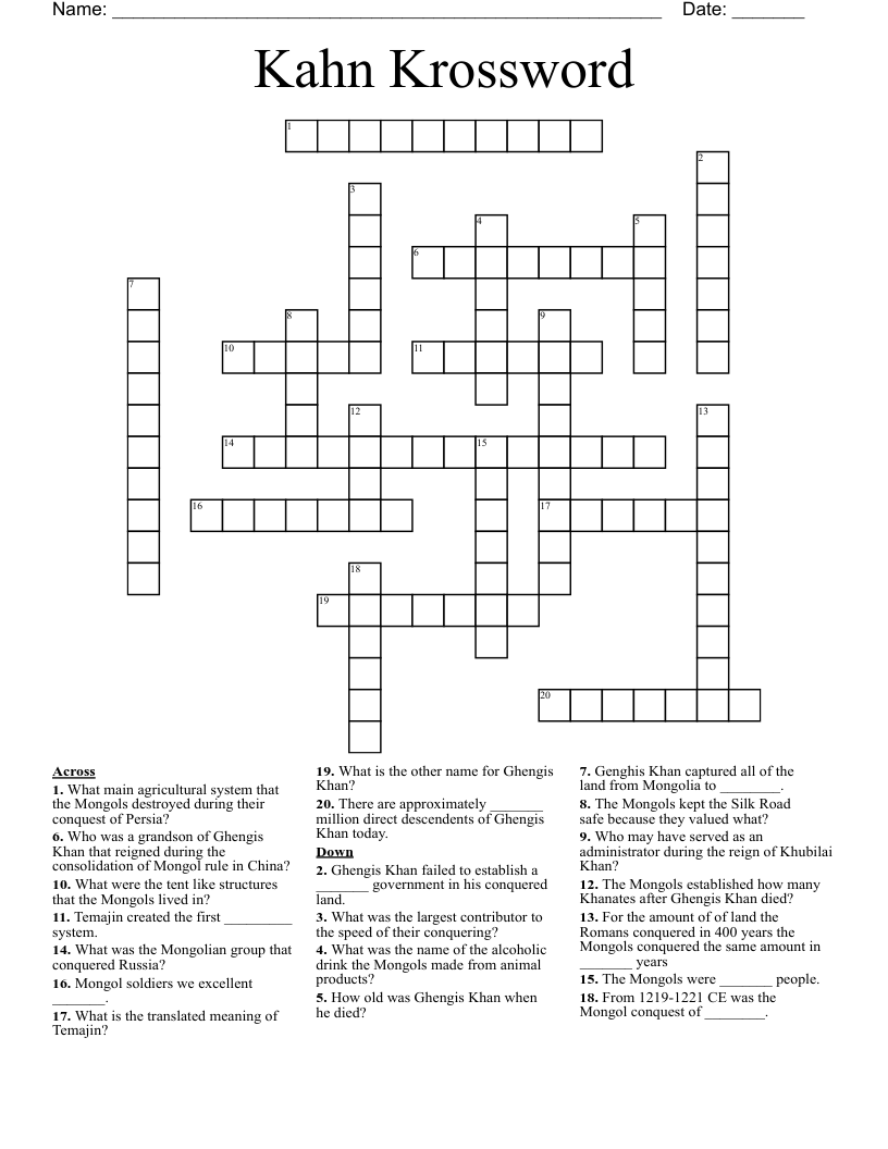 Kahn Krossword  Crossword